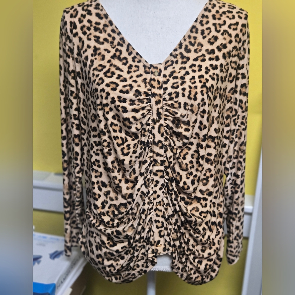 INC International Concepts Animal Print Ruched Blouse